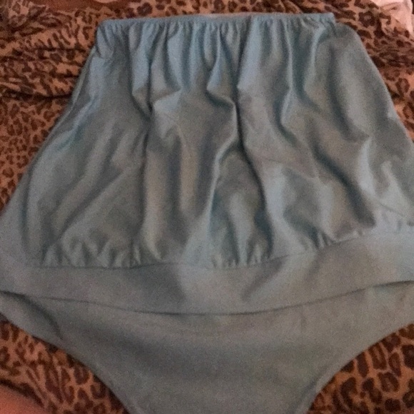 AQUA X- Large strapless silky stretch swimsuit / body suit blouson look - Picture 4 of 10